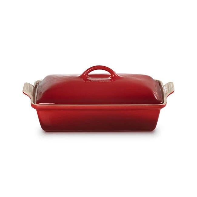 Le Creuset Heritage 4 Quart Covered Rectangular Casserole Dish - Oven Safe Stoneware for Baking, Roasting & Serving - Multiple Colors (Cream, Cerise, Marseille) - Perfect for Family Dinners & Holiday Meals