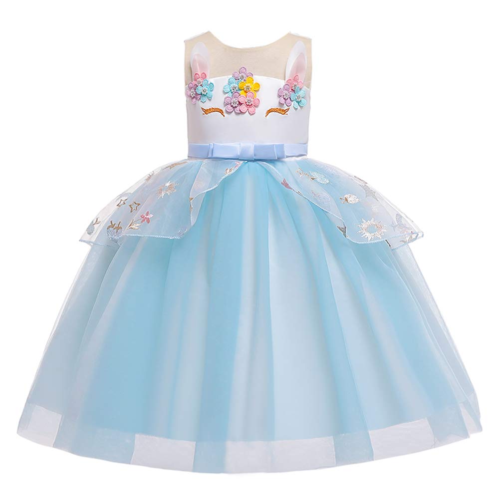 Unicorn Princess Costume Dress for Girls - Sparkly Birthday Party Gown with Knee-Length Tutu Skirt | Perfect for Halloween, Dress-Up Play, and Fairy Tale Themed Parties