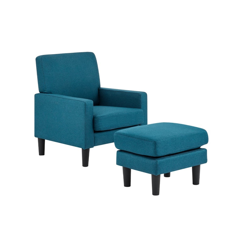 Andrew Fabric Accent Lounge Relaxing Chair with Ottoman in Teal - Perfect for Living Room, Bedroom, or Home Office Comfort