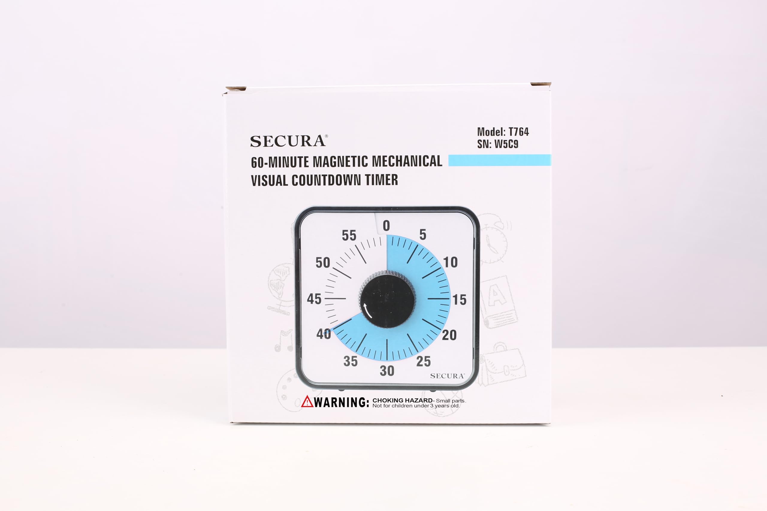 Secura 7.5 Inch Visual Timer - 60 Minute Oversized Countdown Clock for Kids & Adults - Durable Mechanical Time Management Tool (Blue) - Perfect for Classroom, Kitchen, Office & ADHD Focus Aid