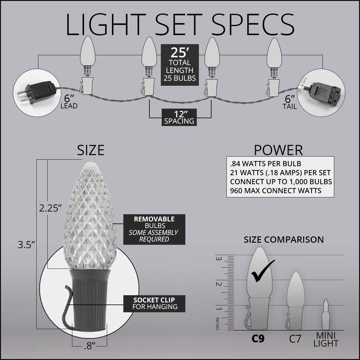 Purple Halloween String Lights - 25ft Outdoor Heavy Duty for Fall & Halloween Decor