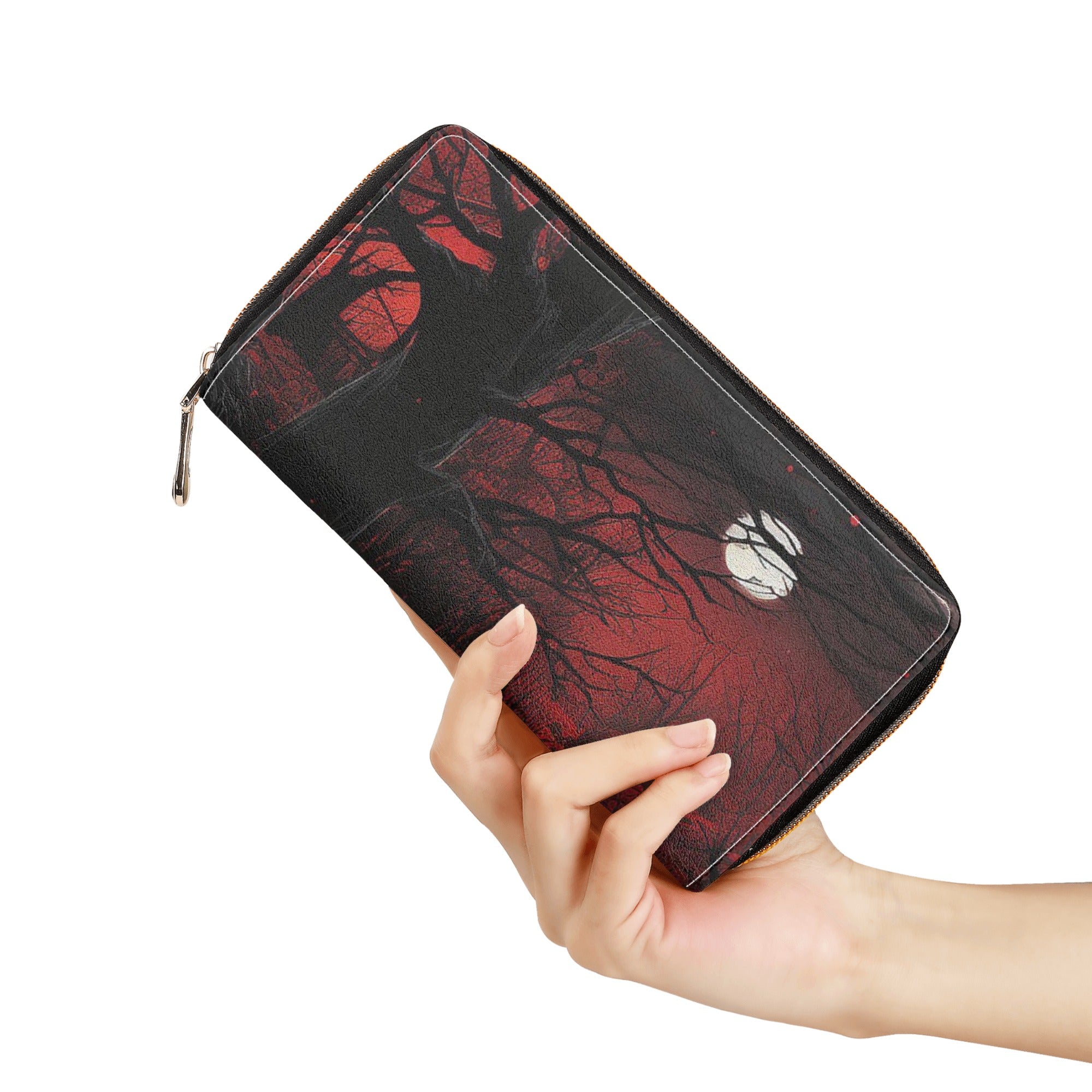 Midnight Forest Genuine Leather Zipper Purse for Women - Stylish Crossbody Bag for Daily Use, Travel & Evening Out