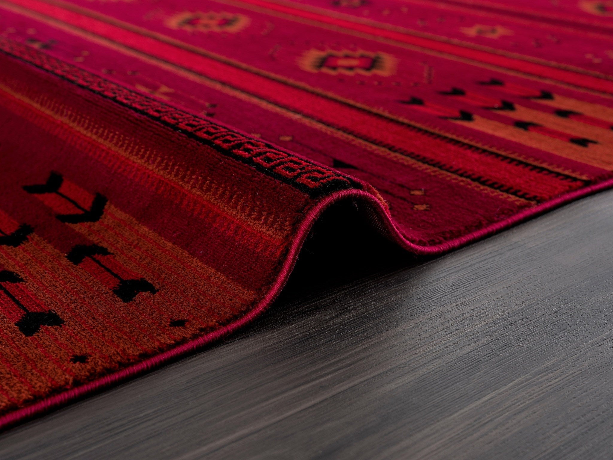Authentic Afghan Powerloomed Red & Black Baluchi Rug - Handmade Tribal Design for Living Room, Bedroom & Home Decor