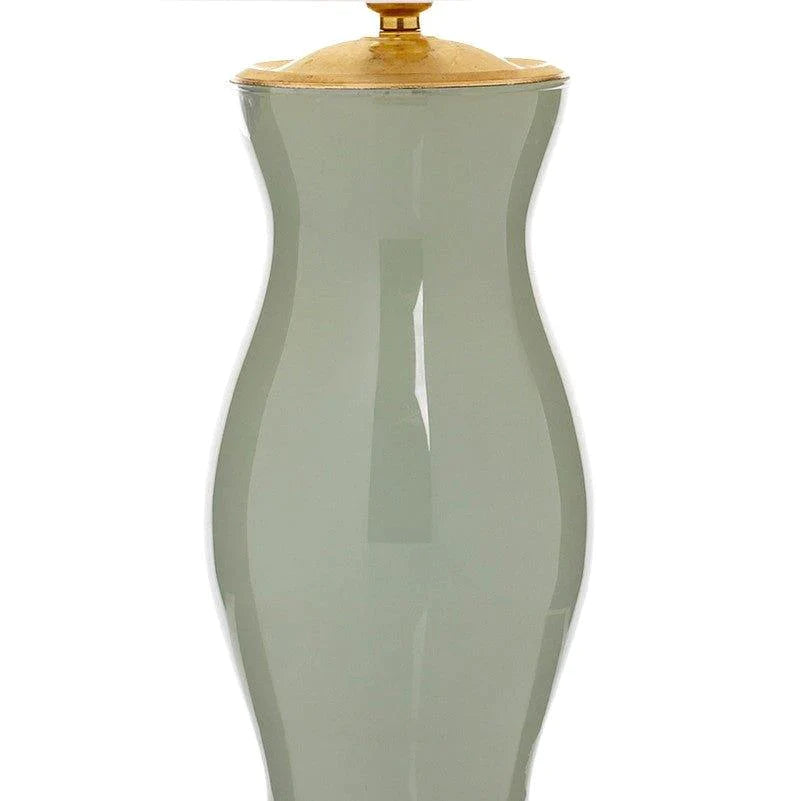 Handblown Artichoke Green Glass Table Lamp with Brass Accents - Elegant Home Decor for Living Room, Bedroom & Office Lighting
