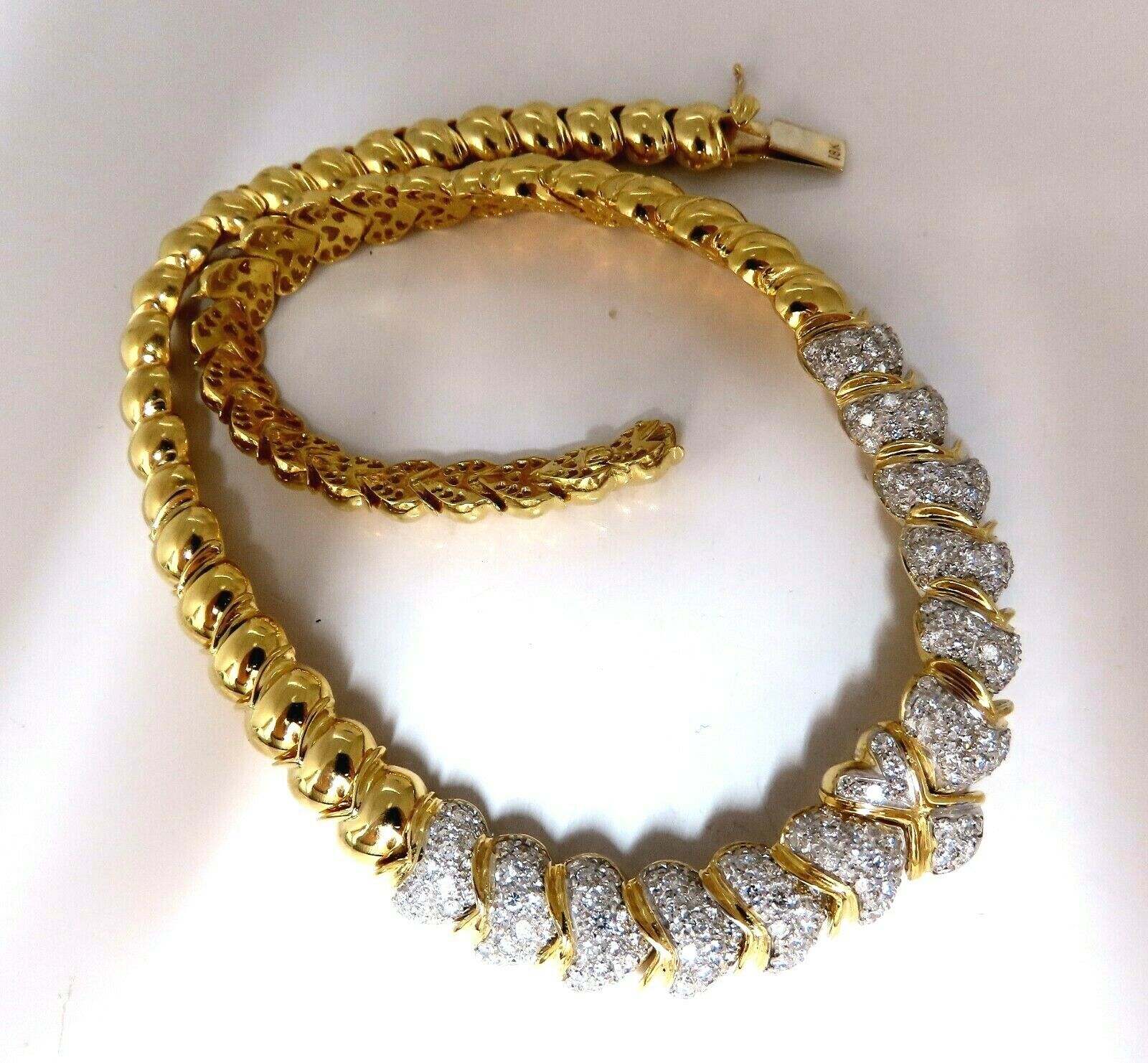 7.00ct Natural Round Diamond Hinged Statement Necklace in 18K Gold - Elegant Jewelry for Weddings, Anniversaries & Special Occasions