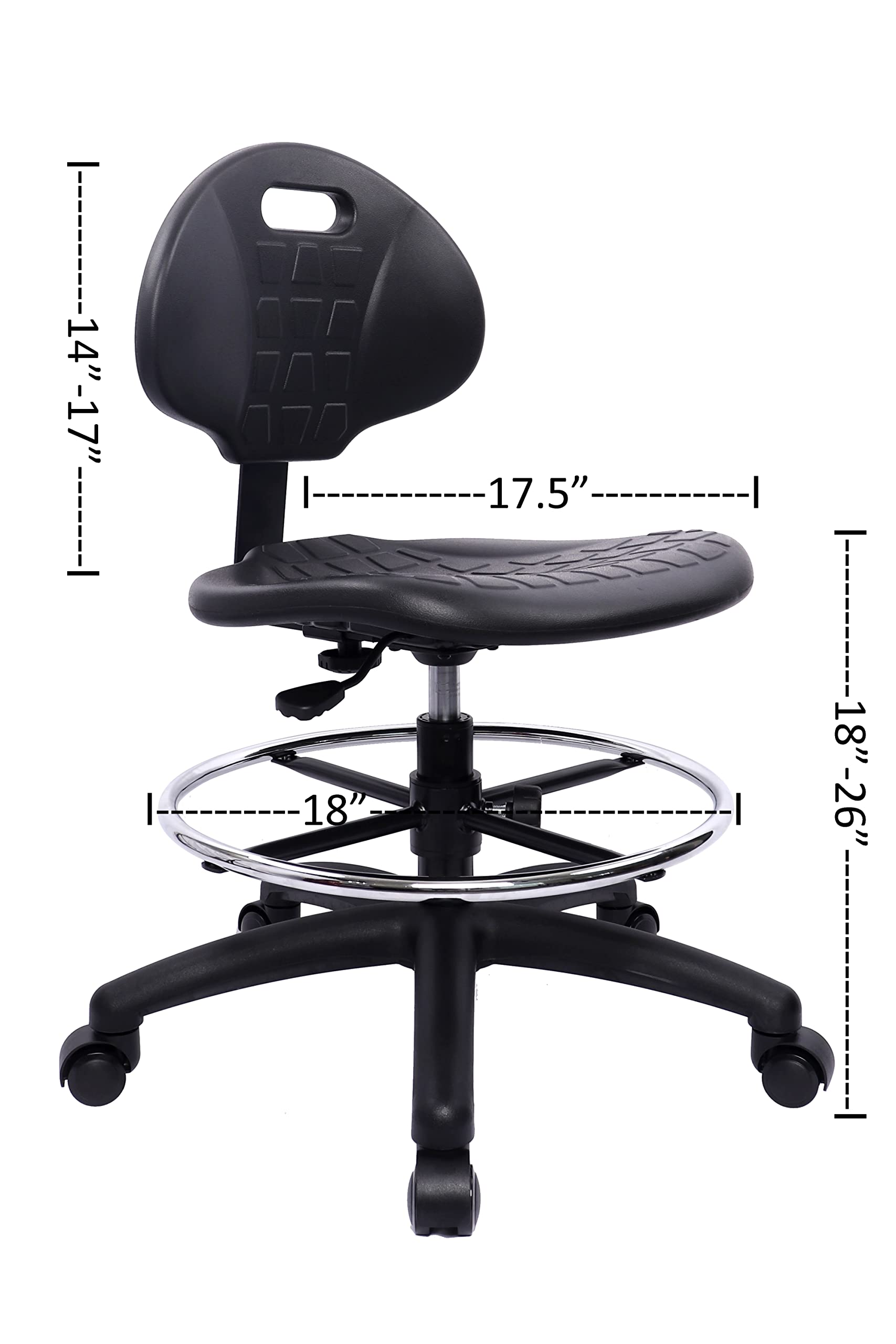ESD Anti-Static Ergonomic Office Chair - Adjustable Height Heavy Duty Polyurethane Lab Chair with Self-Braking Casters for Research, Laboratory & Cleanroom | Perfect for Scientific Workstations, Medical Facilities & Electronics Manufacturing