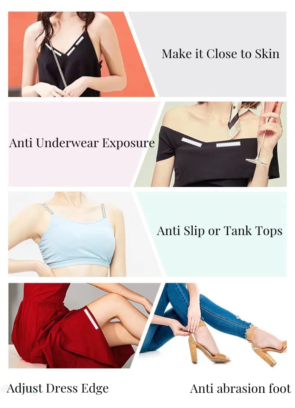 AKADO Invisible Double-Sided Body Tape - Self Adhesive Fashion Tape for Clothes, Dresses & Underwear | Clear Bra Tape, Butt Pads & Skin Safe Secret Tape | Perfect for Backless Dresses, Strapless Tops & Wardrobe Fixes