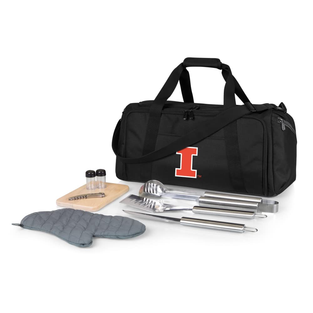 PICNIC TIME NCAA BBQ Kit Cooler Tote with Grill Tools & Accessories - Portable Outdoor Cooking Set for Tailgating, Camping & Backyard Parties
