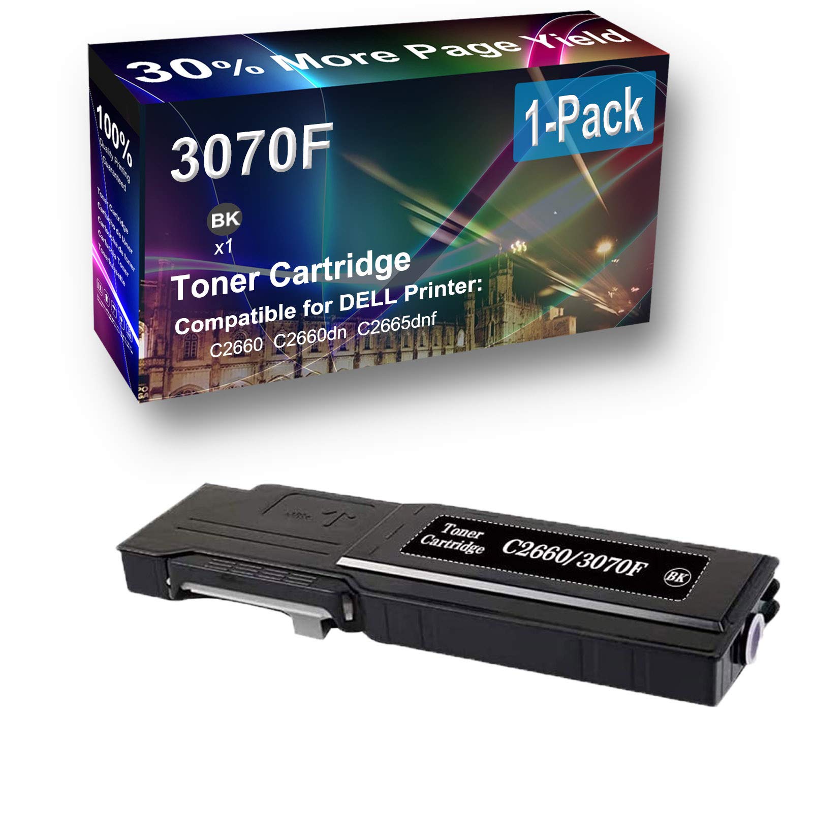 High Capacity Compatible C2660dn Printer Toner Cartridge (1-Pack, Black) - Replacement for Dell 3070F Toner - Perfect for Office Printing & Home Office Use