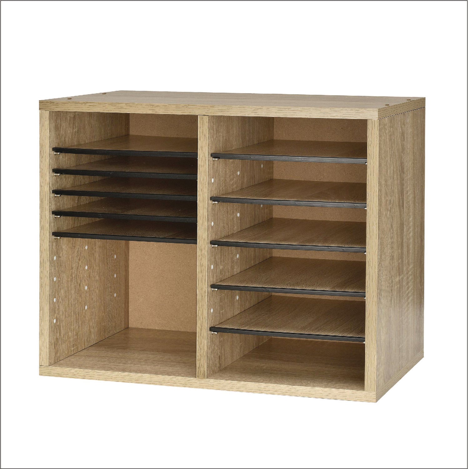 AdirOffice Wooden Adjustable 12-Section Letter Size Literature Organizer - Medium Oak (20