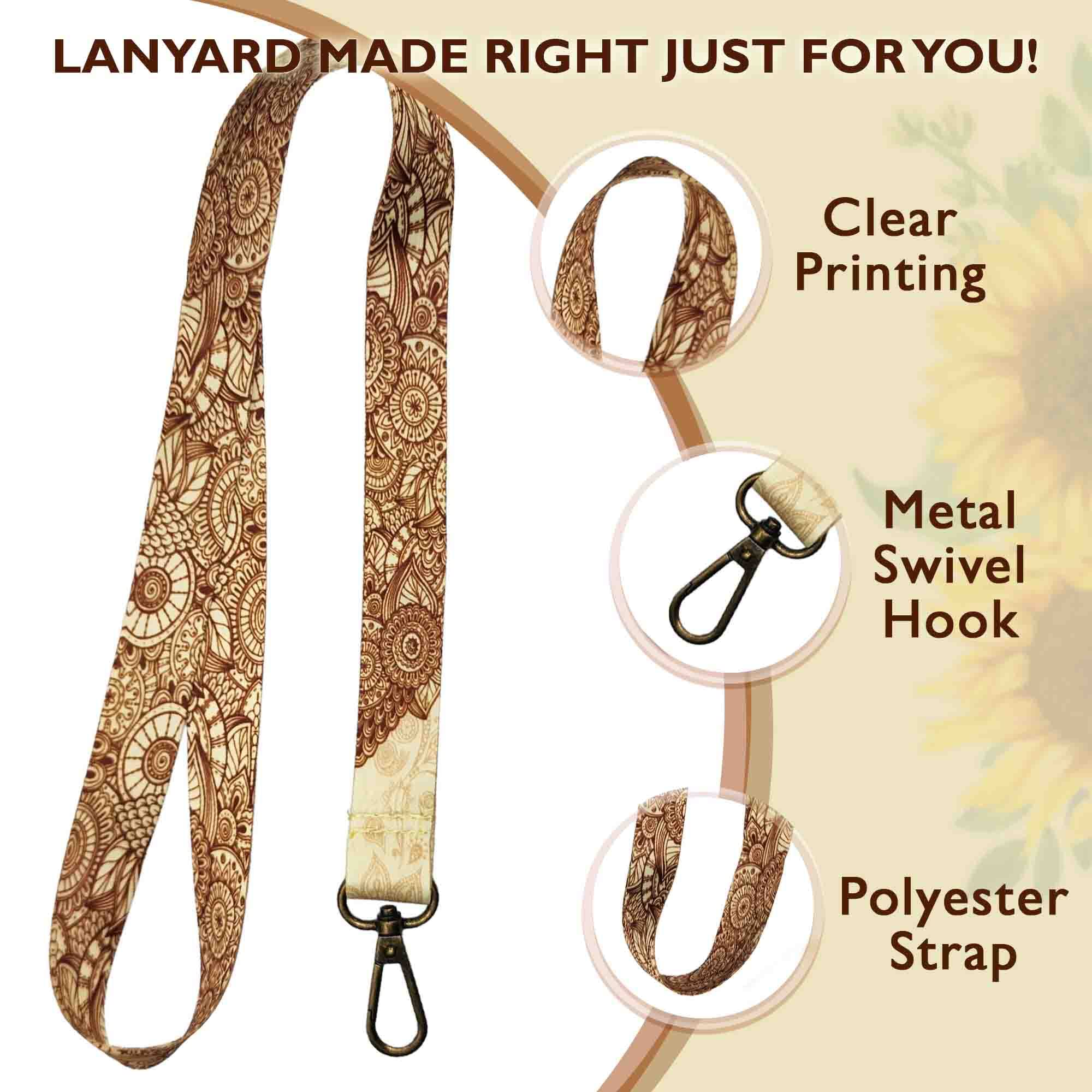 EASTEX Sunflower Lanyard Keychain - Durable ID Badge Holder with Sunflower Design - Adjustable Neck Strap for Keys, Badges & ID Cards - Perfect for Work, School, Events & Nursing Staff Gifts