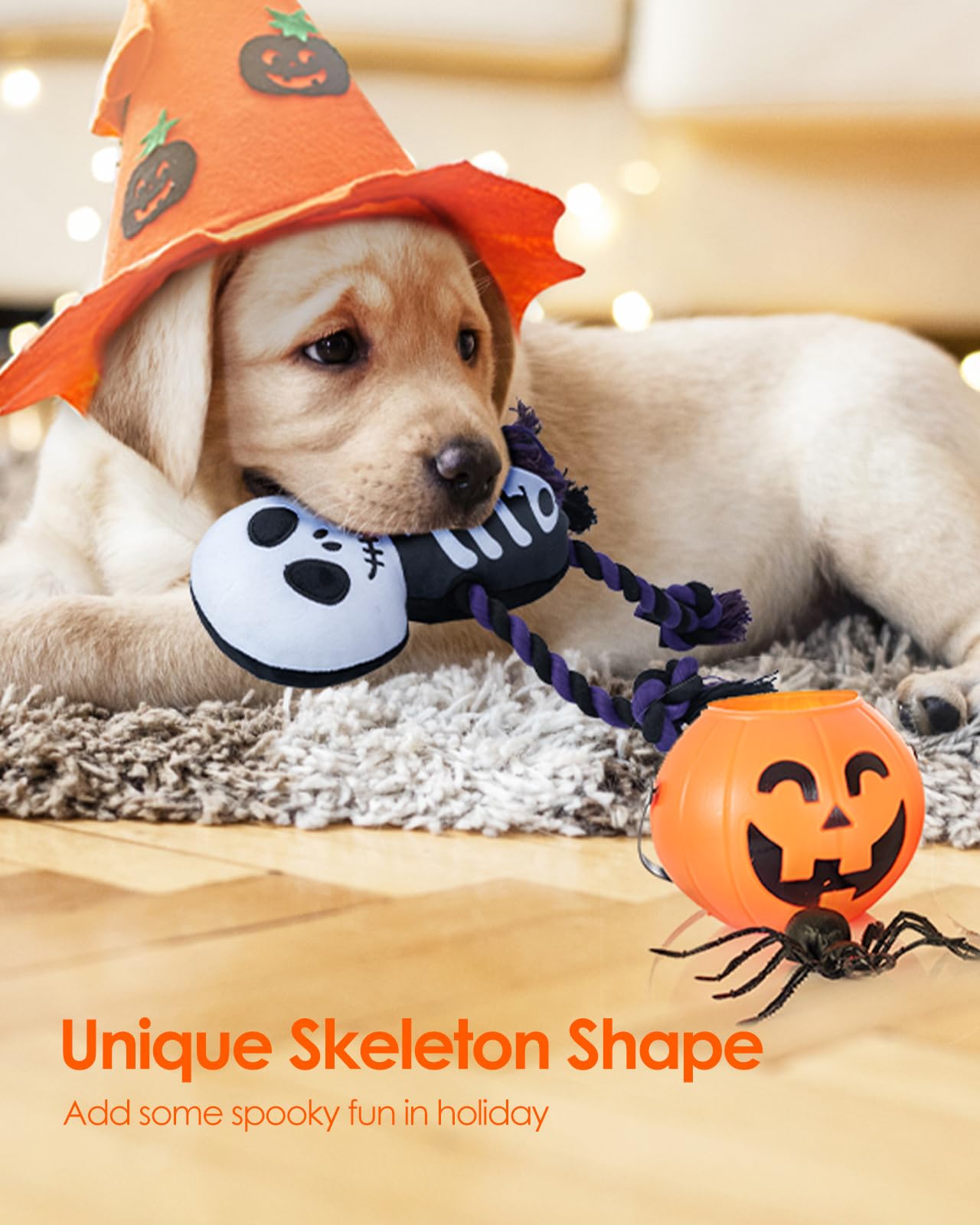 UNISE Halloween Squeaky Dog Toys - Plush Chew Toys for Puppies & Dogs - Fun for Boredom & Teething Relief