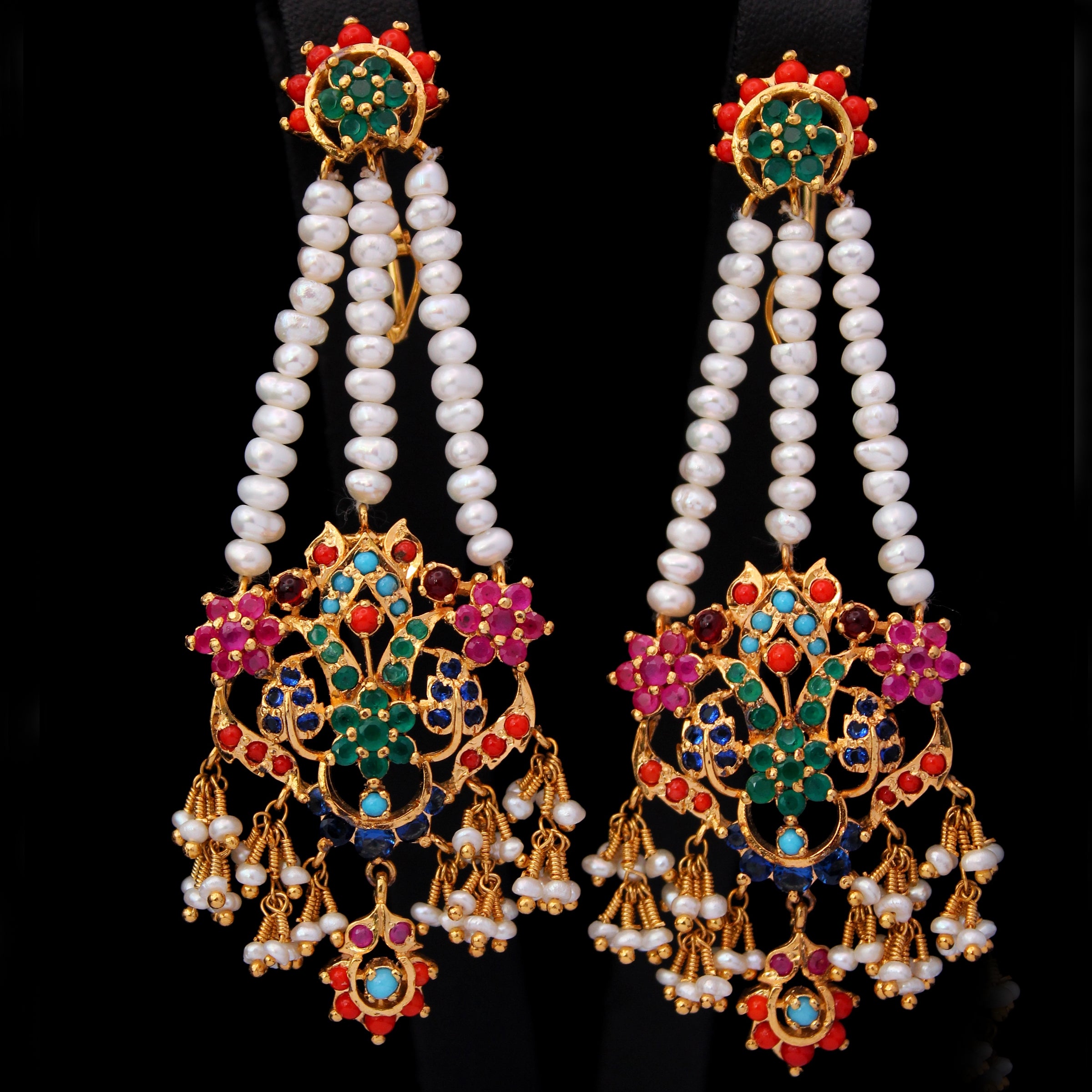 Stylish Nauratan Earrings for Women - Elegant Handmade Jewelry for Parties, Weddings & Daily Wear