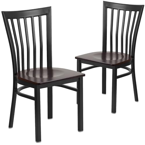 Walnut Wood Seat/Black Metal Frame