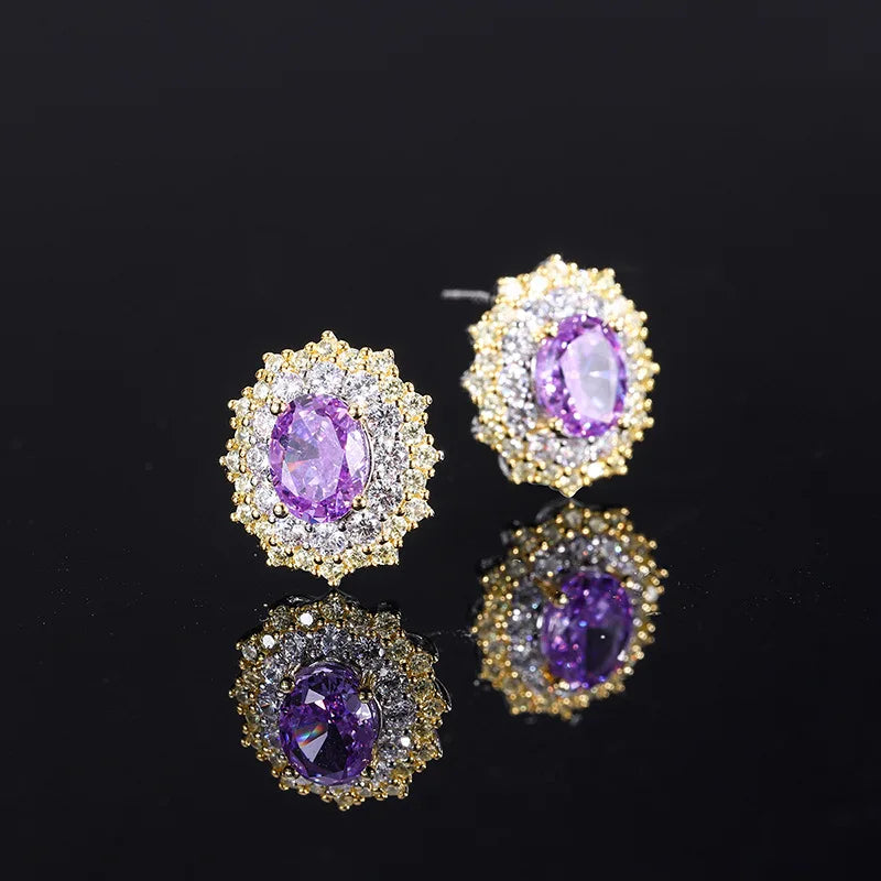 Stunning Diamond Purple Jewelry Set for Women - Elegant Necklace & Earrings Set | Perfect for Weddings, Parties & Special Occasions