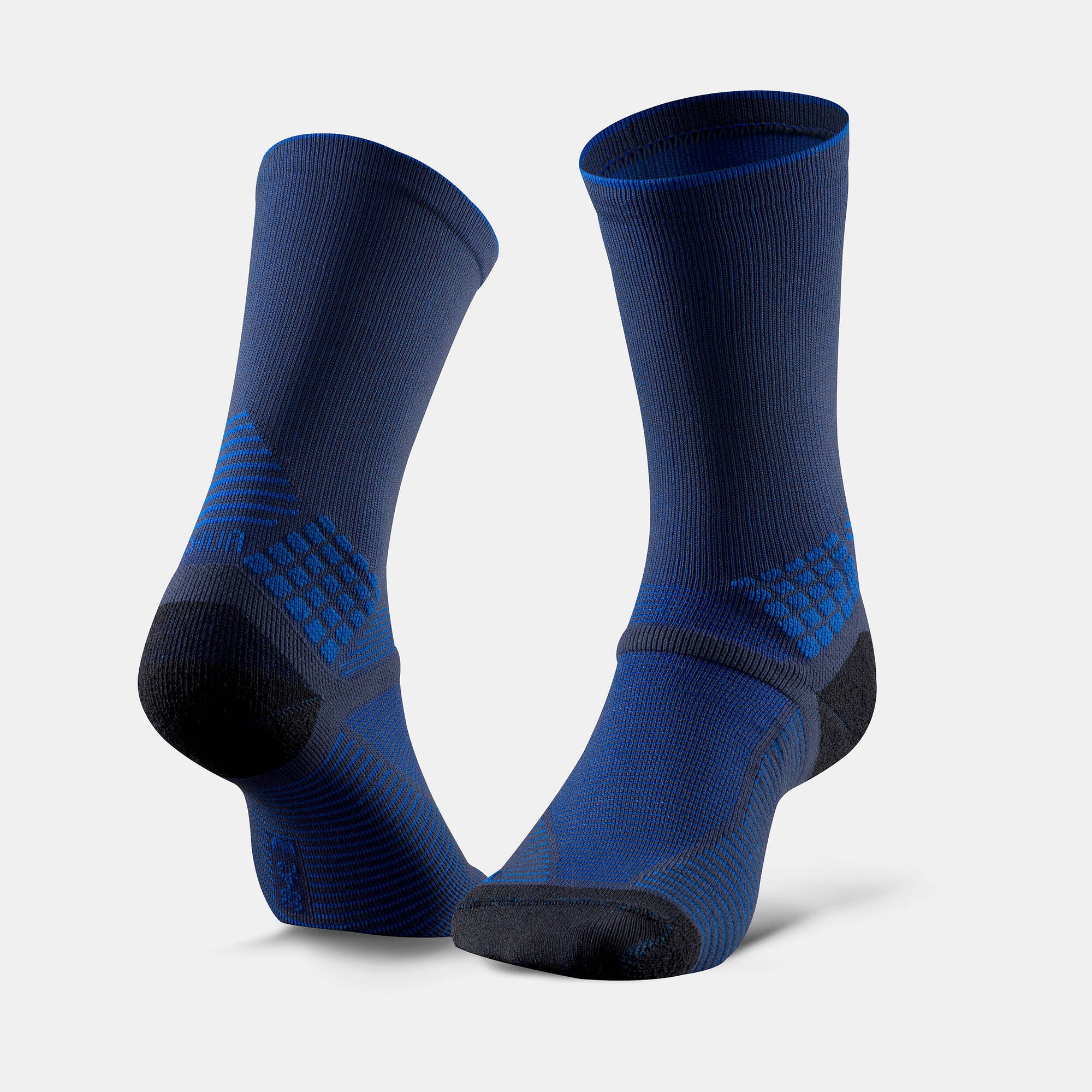 Quechua Hike 500 High Black Hiking Socks - 2 Pairs for Men & Women - Moisture Wicking & Cushioned for Outdoor Trekking, Camping & Mountain Climbing