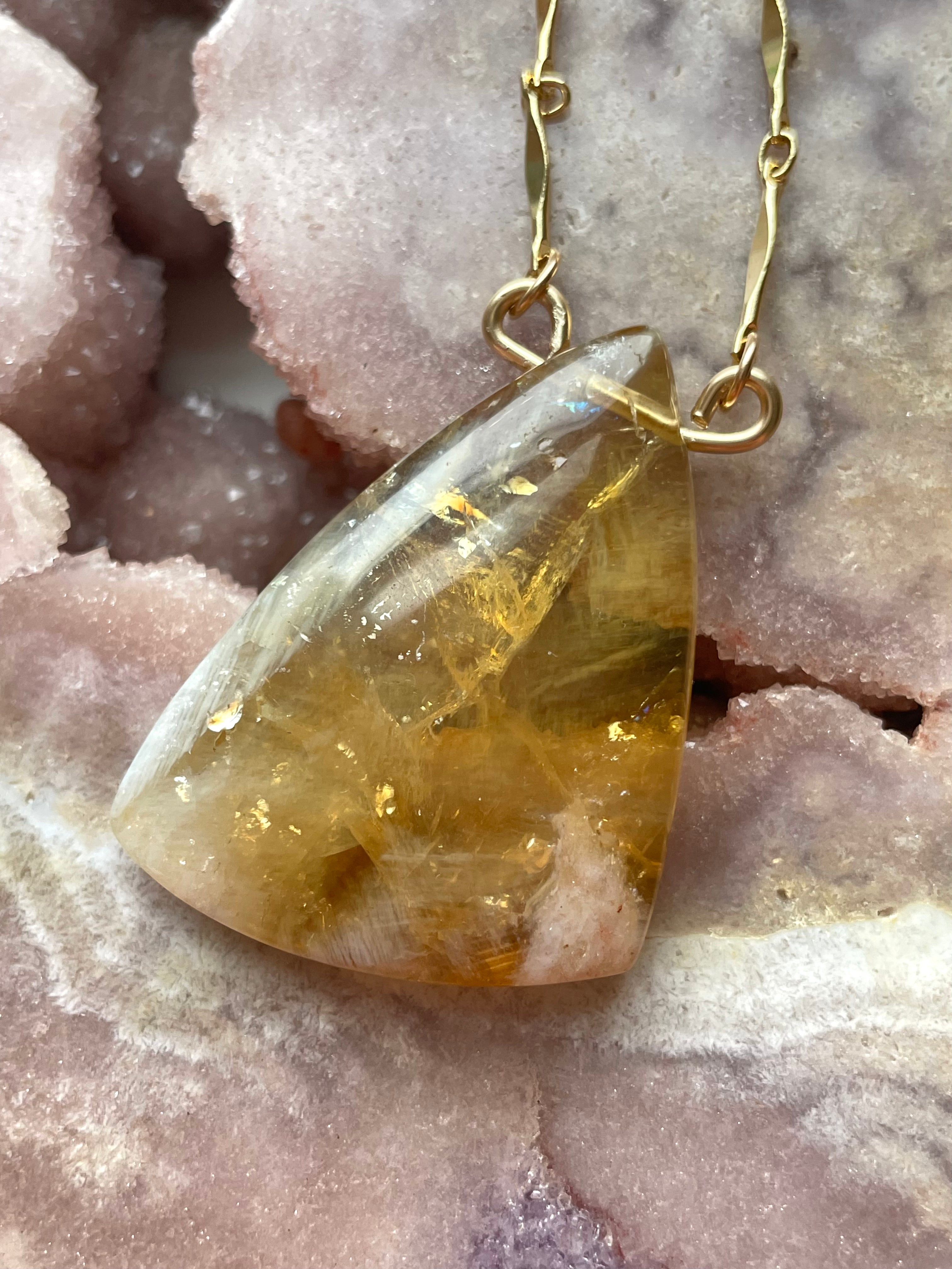 Genuine Yellow Citrine Necklace - 14k Gold Filled Chain - Elegant Chunky Gemstone Jewelry for Women - Perfect for Gifts, Parties & Everyday Wear