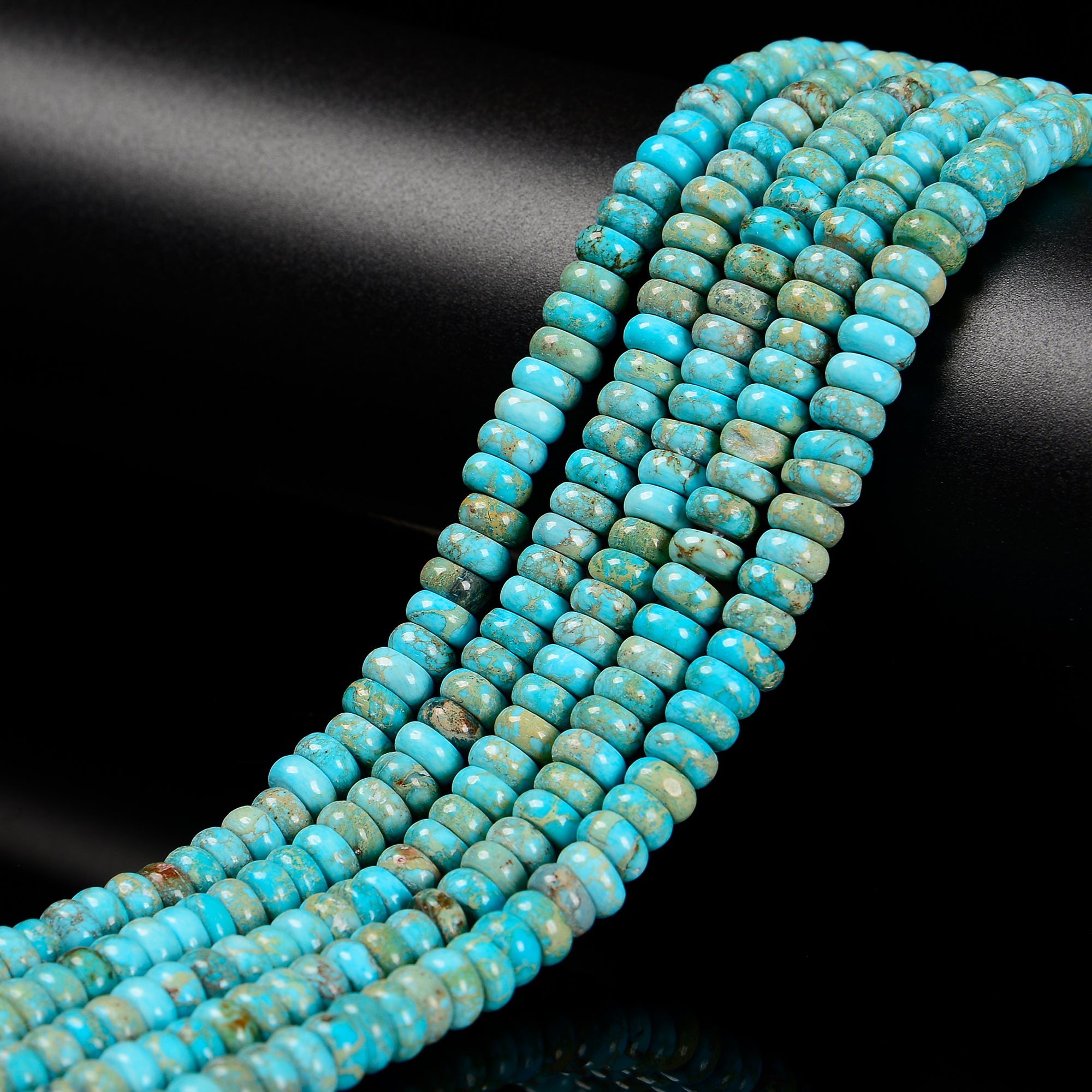 Natural Light Blue Sea Sediment Jasper Smooth Rondelle Beads 3x6mm & 3x10mm - 15.5 Inch Strand for Jewelry Making, DIY Bracelets & Necklaces