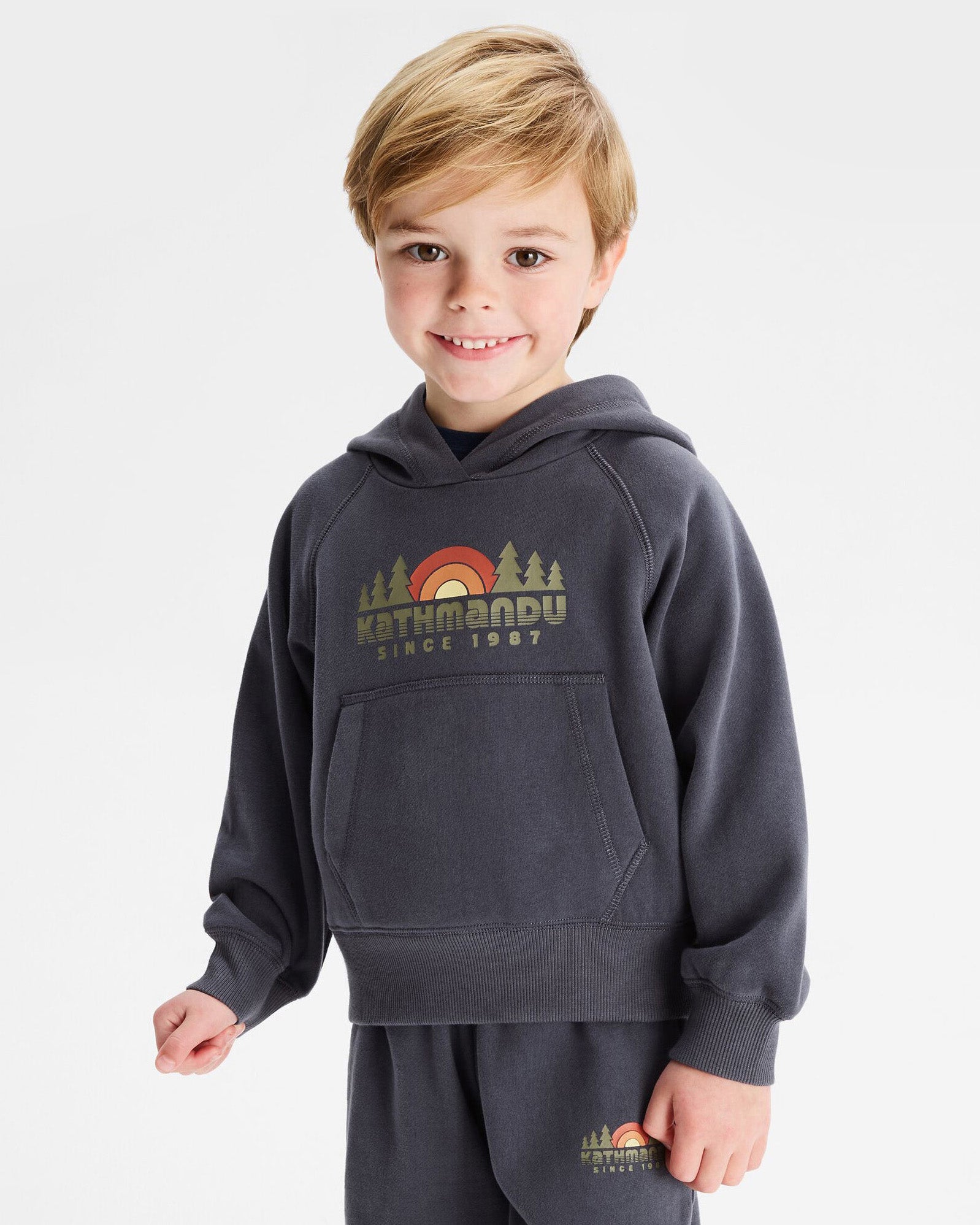 Retro Logo LT BB Hoodie for Kids - Mid Navy Blue | Stylish & Comfortable Pullover for School, Playdates & Outdoor Activities