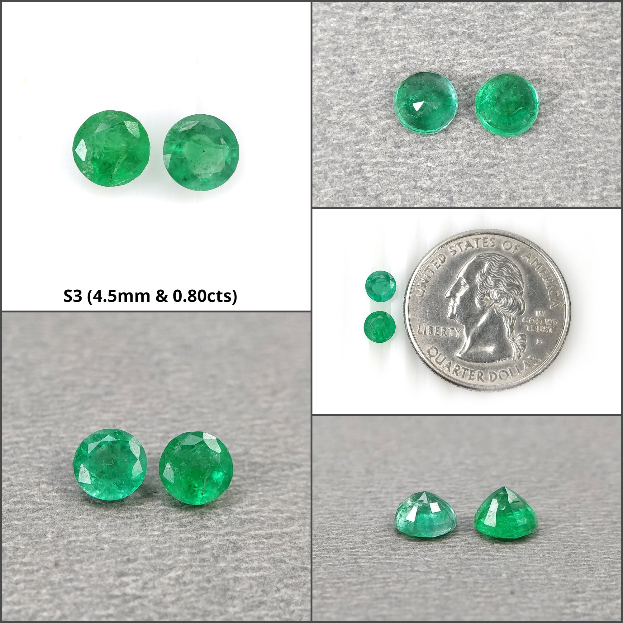 Natural Untreated Green Emerald Gemstone Round Cut Pairs for Jewelry Making - Perfect for Rings, Earrings & Necklaces