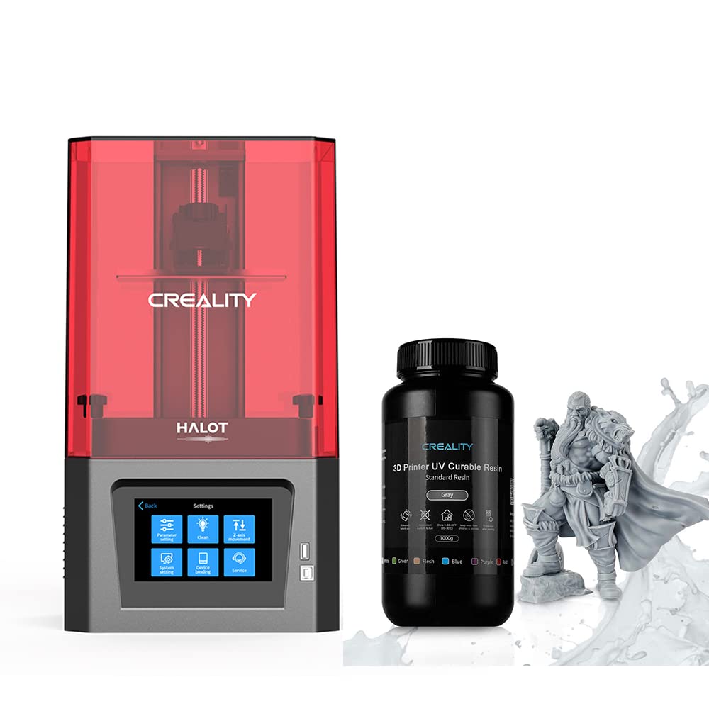 Official Creality HALOT ONE Resin 3D Printer Kit with 1kg Grey UV Resin - High Precision LCD 3D Printing for Miniatures, Jewelry & Dental Models (Ideal for Hobbyists & Professionals)