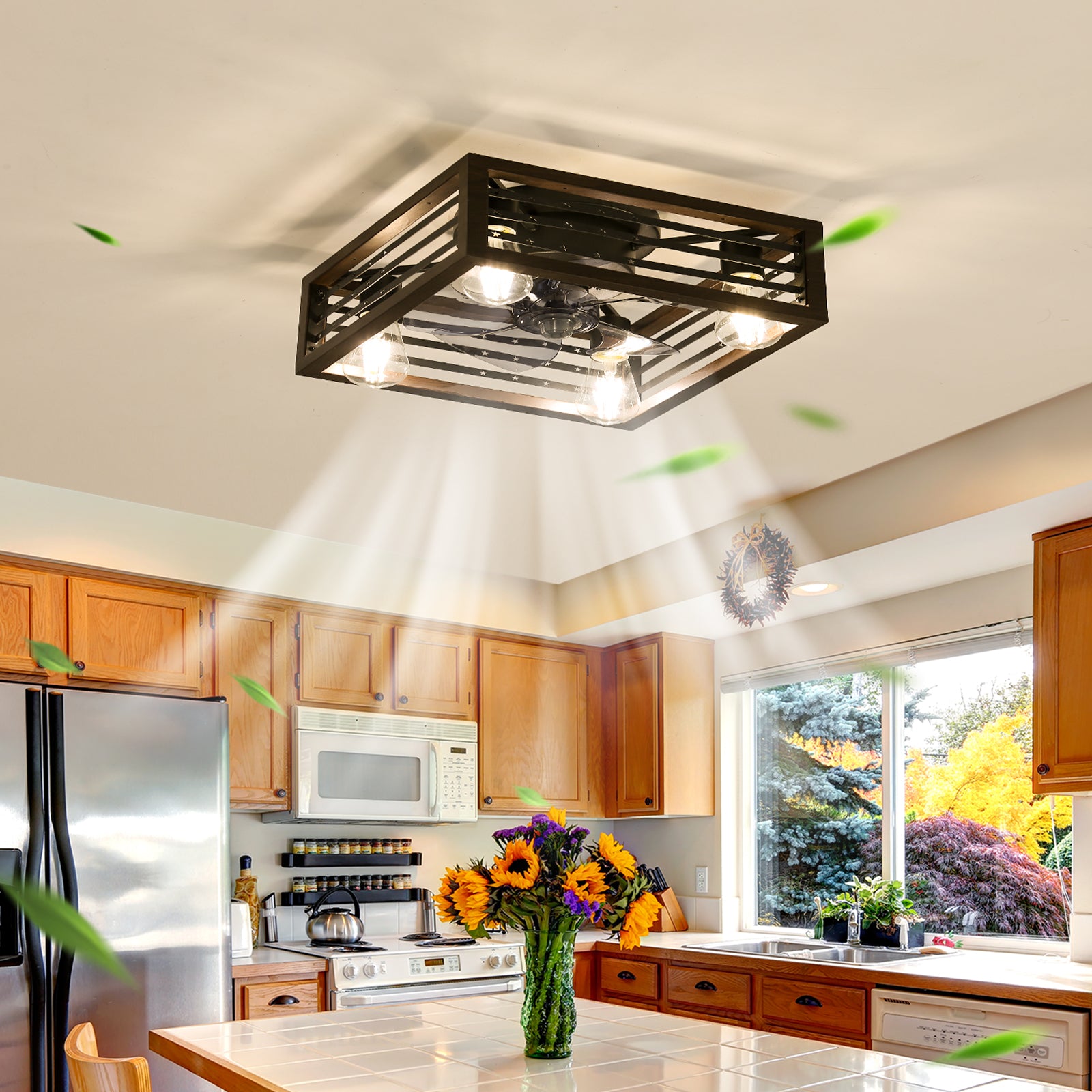 18 Inch Smart Caged Ceiling Fan with LED Lights, Remote Control & APP Control - Perfect for Living Room, Bedroom, and Patio Cooling