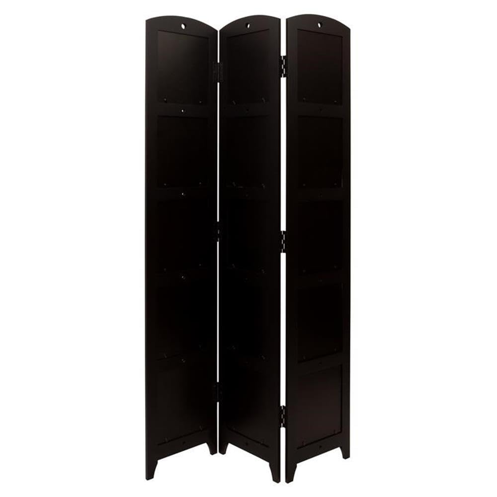 Pemberly Row Contemporary Black Solid Wood 3-Photo Privacy Panel Room Divider - Perfect for Home Office, Studio, and Living Room Space Separation