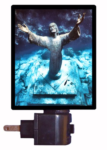 Religious LED Night Light - Christ of The Abyss Underwater Jesus Statue for Bedroom, Prayer Room & Nursery Decor | Perfect for Nighttime Devotion & Soothing Ambience