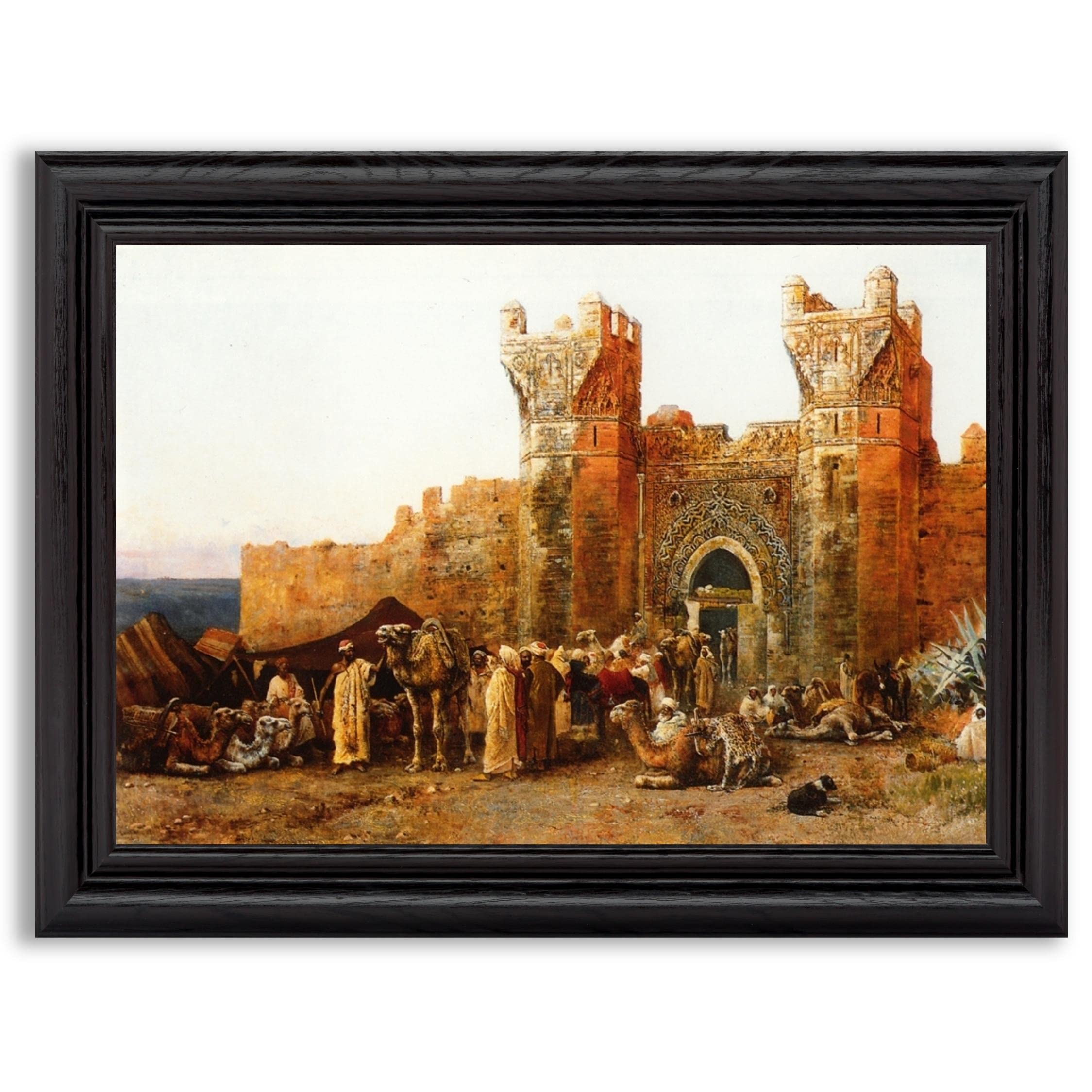 Edwin Lord Weeks Framed Print - Gate of Shehal Morocco Fine Art Reproduction in Wood Frame | Wall Art Decor for Living Room, Bedroom & Office | Vintage Painting Poster & Gallery Print