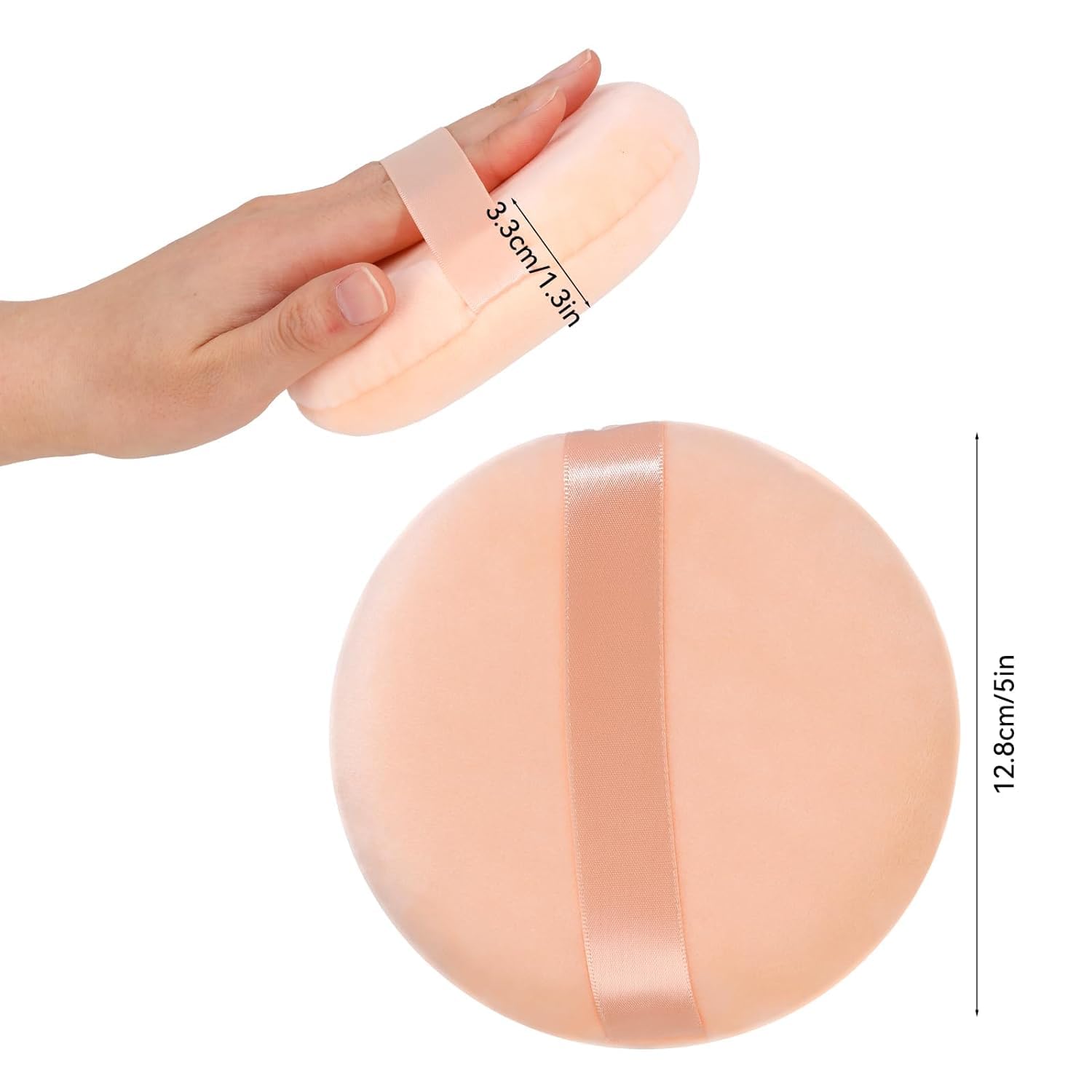 2.4 Inch Ultra Soft Washable Reusable Makeup Sponge - Velour Loose Powder Puff for Face & Body, Wet & Dry Makeup Tool (2 Pack) - Perfect for Foundation, Concealer & Setting Powder Application