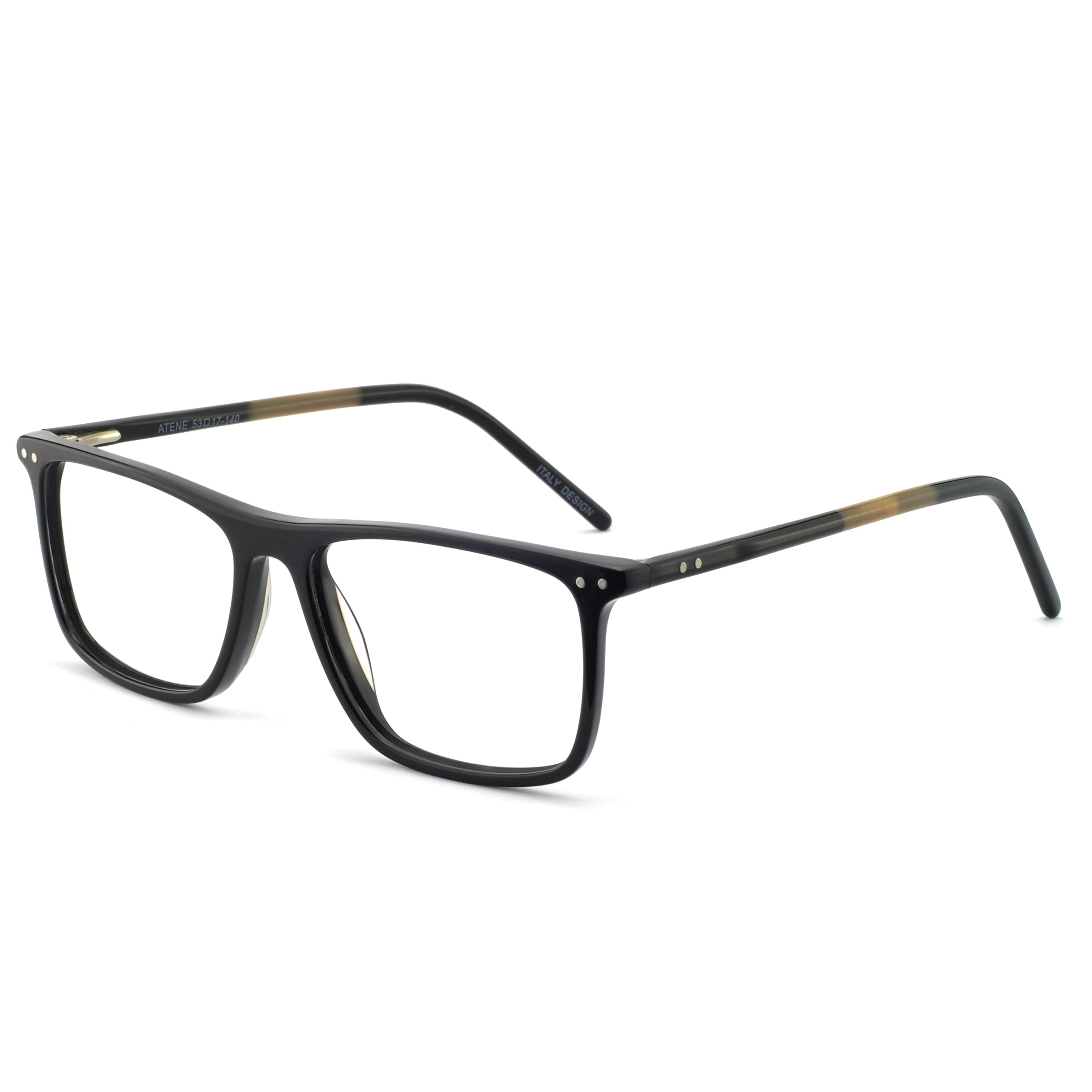 OCCI CHIARI Square Eyeglasses Frames for Men - Lightweight Spring Hinge Glasses with Clear Lenses (Black & Brown) | Perfect for Reading, Work, and Everyday Fashion Accessory
