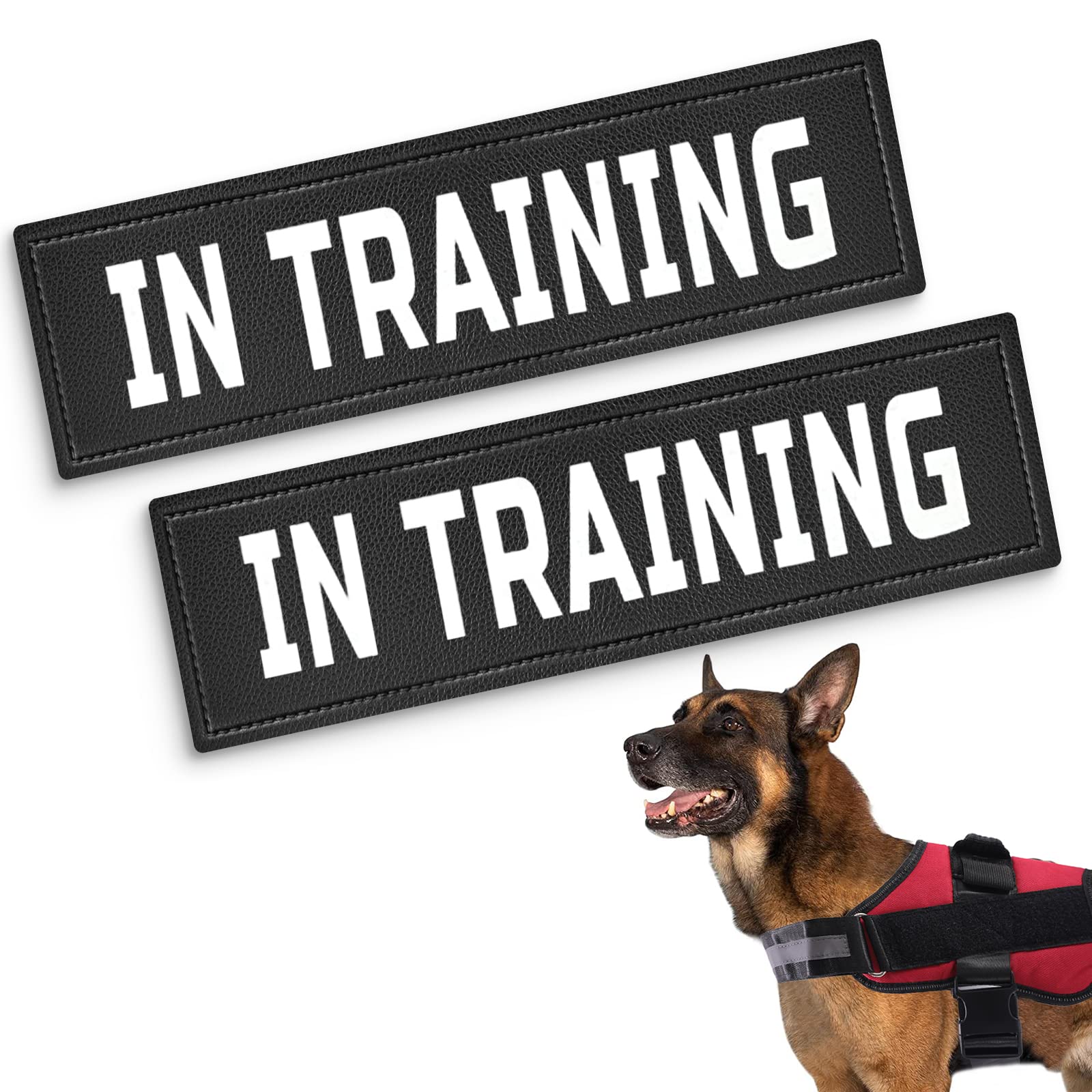 Service Dog Vest Patches - Training, Emotional Support, Therapy & DO NOT PET PU Patches - 2 Free Removable Dog Tags for Harness, Collar & Leash - Perfect for Service Dogs, Training Sessions & Public Outings