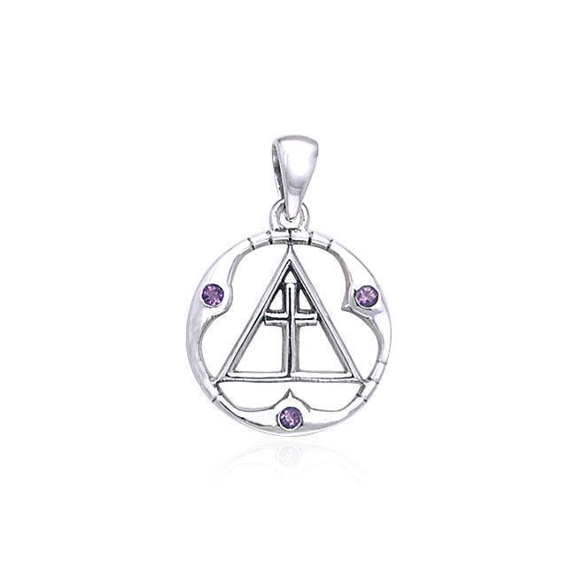 Spiritual AA Symbol Silver Pendant Necklace - 925 Sterling Silver Recovery Jewelry for Women & Men - Perfect for 12-Step Meetings, Sobriety Gifts & Everyday Wear