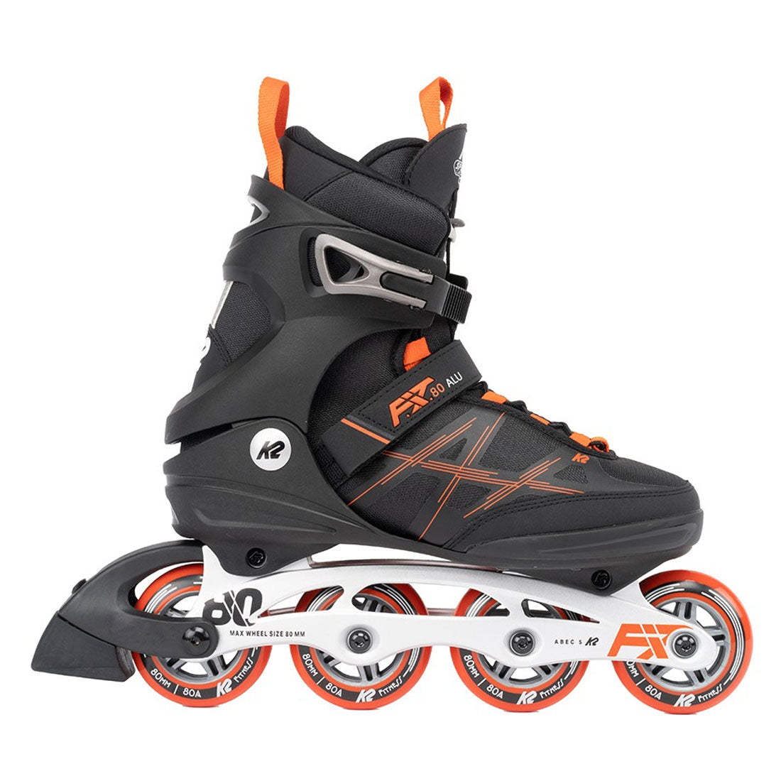 K2 FIT 80 ALU Black/Red Inline Skates - High-Performance Adult Rollerblades for Fitness & Speed Skating - Perfect for Outdoor Exercise, Commuting & Recreation