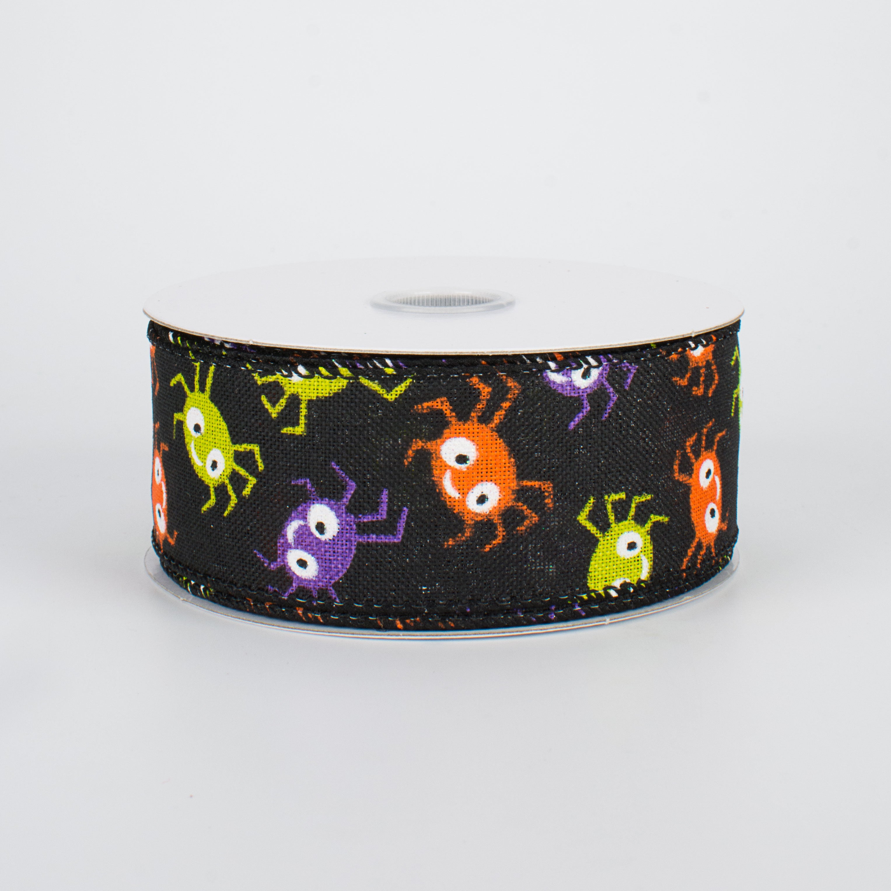 1.5 Inch Halloween Spider Decorations on Canvas Ribbon - 10 Yards Bulk for DIY Party, Home & Outdoor Halloween Decorations