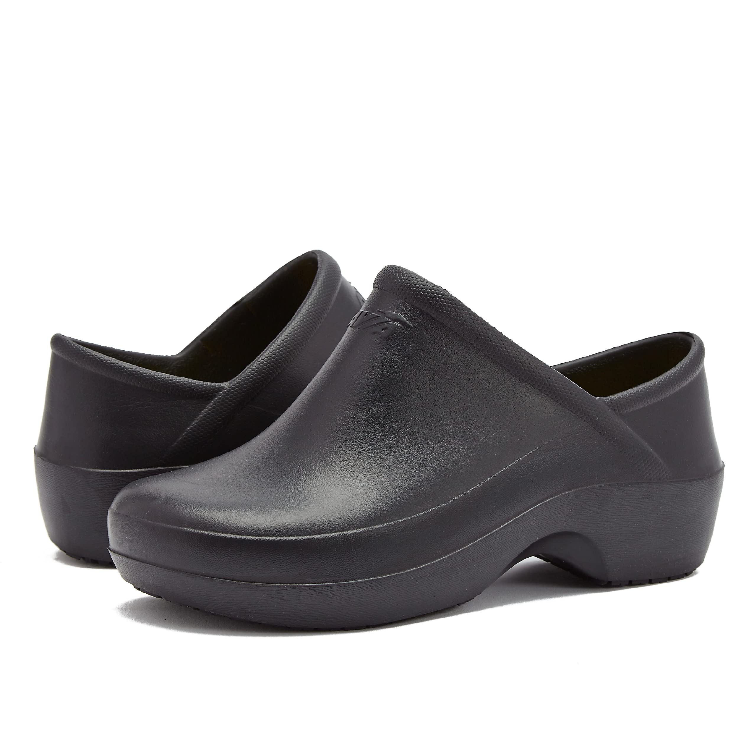 Avia Women's Shadow Slip-Resistant Work Clogs - Non-Slip Slip-On Shoes for Food Service & Healthcare Professionals - Comfortable Black Clogs for Restaurant, Hospital & Kitchen Workers