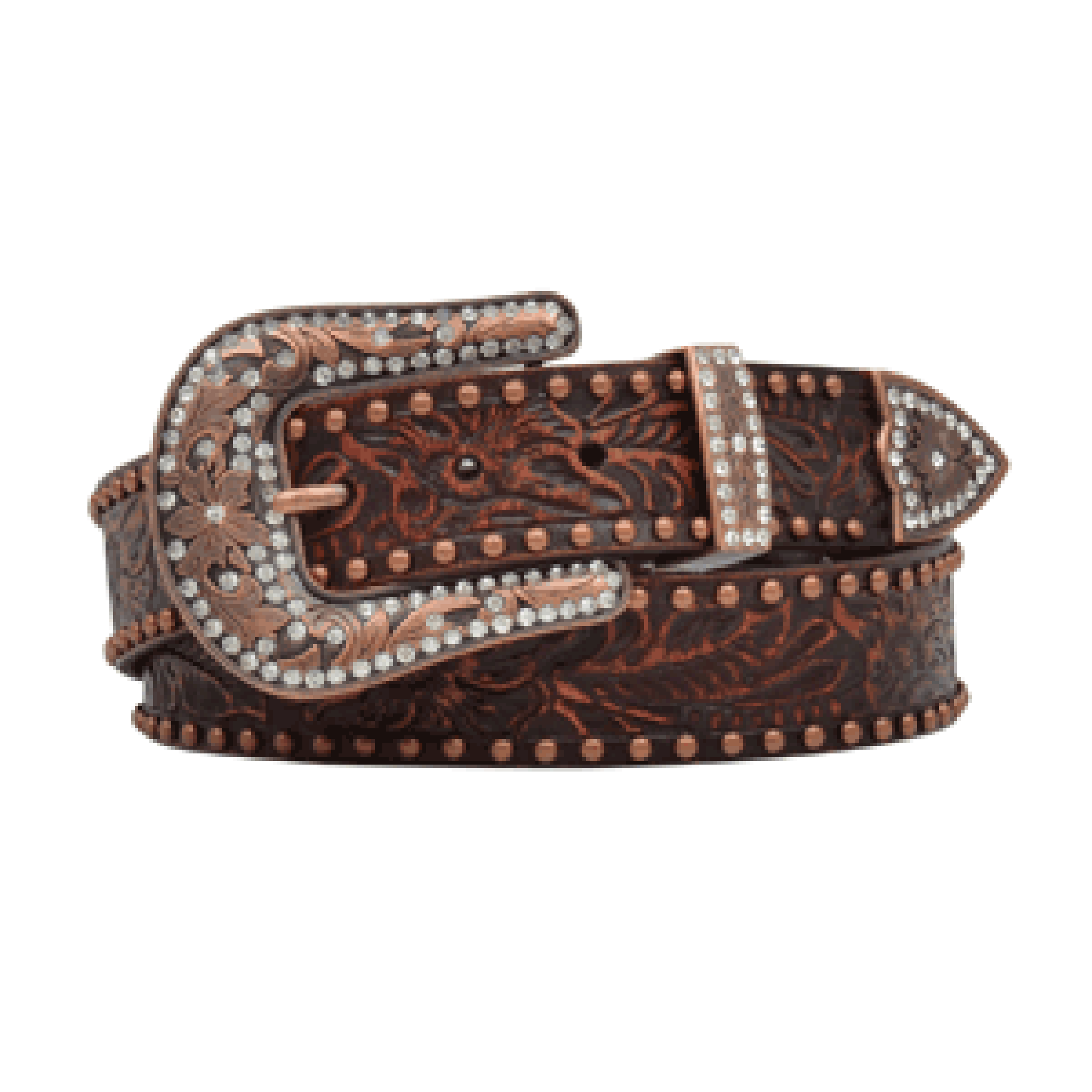 3D Floral Embossed Women's Leather Belt - Stylish Brown Waist Belt for Ladies | Perfect for Dresses, Jeans & Office Wear