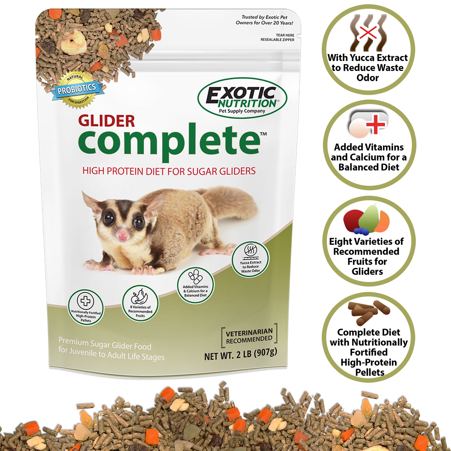 Glider Complete Deluxe Food Starter Kit - Premium Sugar Glider Nutrition Pack for Small Pets | Perfect for Baby & Adult Sugar Gliders at Home or Travel