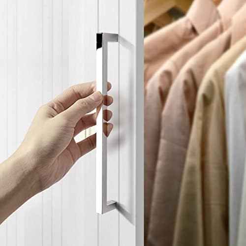 GobeKOR 50 Pack Polished Chrome Square Cabinet Pulls - 7-1/2 Inch Hole Centers, Solid Dresser Drawer Handles for Kitchen Cabinets, Wardrobes & Furniture (Durable & Stylish Hardware for Home Renovation)