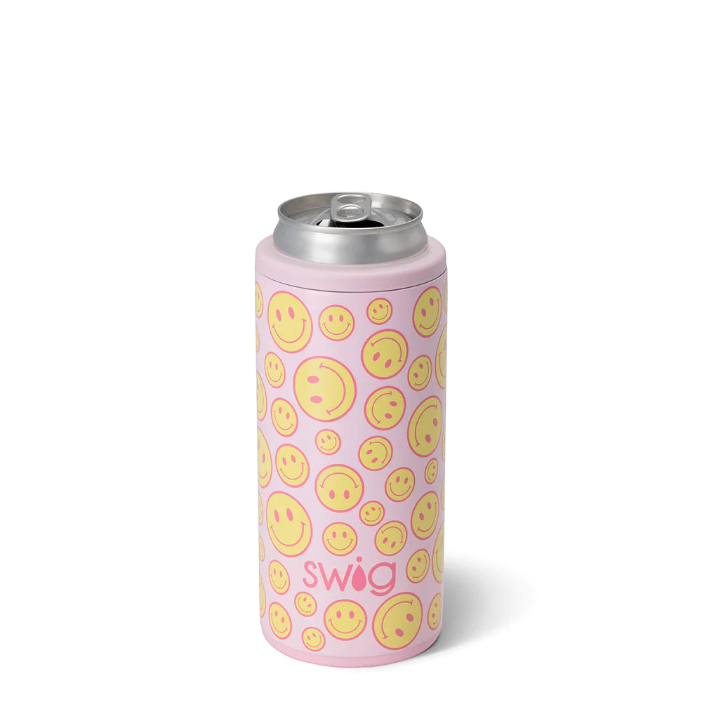 Oh Happy Day Skinny Can Cooler 12oz - Insulated Sleeve for Beer, Soda & Energy Drinks - Perfect for Pool Parties, BBQs & Outdoor Events