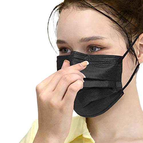 GreatDio® 75-Pack 3-Ply Black Disposable Surgical Face Masks with Nose Wire - CE & ISO Certified, SITRA Approved for Dust & Pollution Protection - Ideal for Daily Commute, Travel, and Public Safety