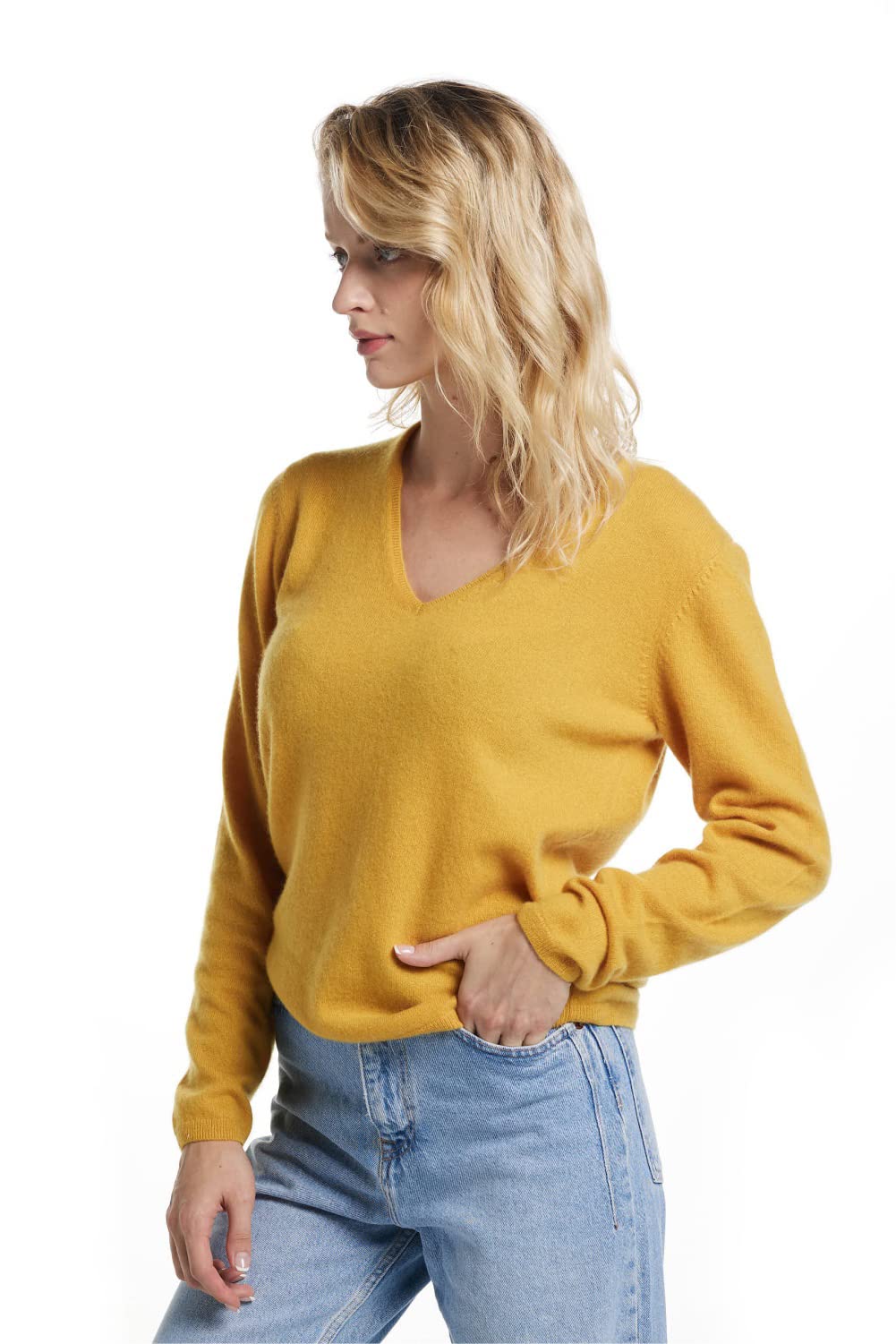 EURKEA 100% Cashmere V-Neck Sweater for Women - Soft Long Sleeve Pullover Winter Top | Perfect for Office, Date Night & Holiday Gifts