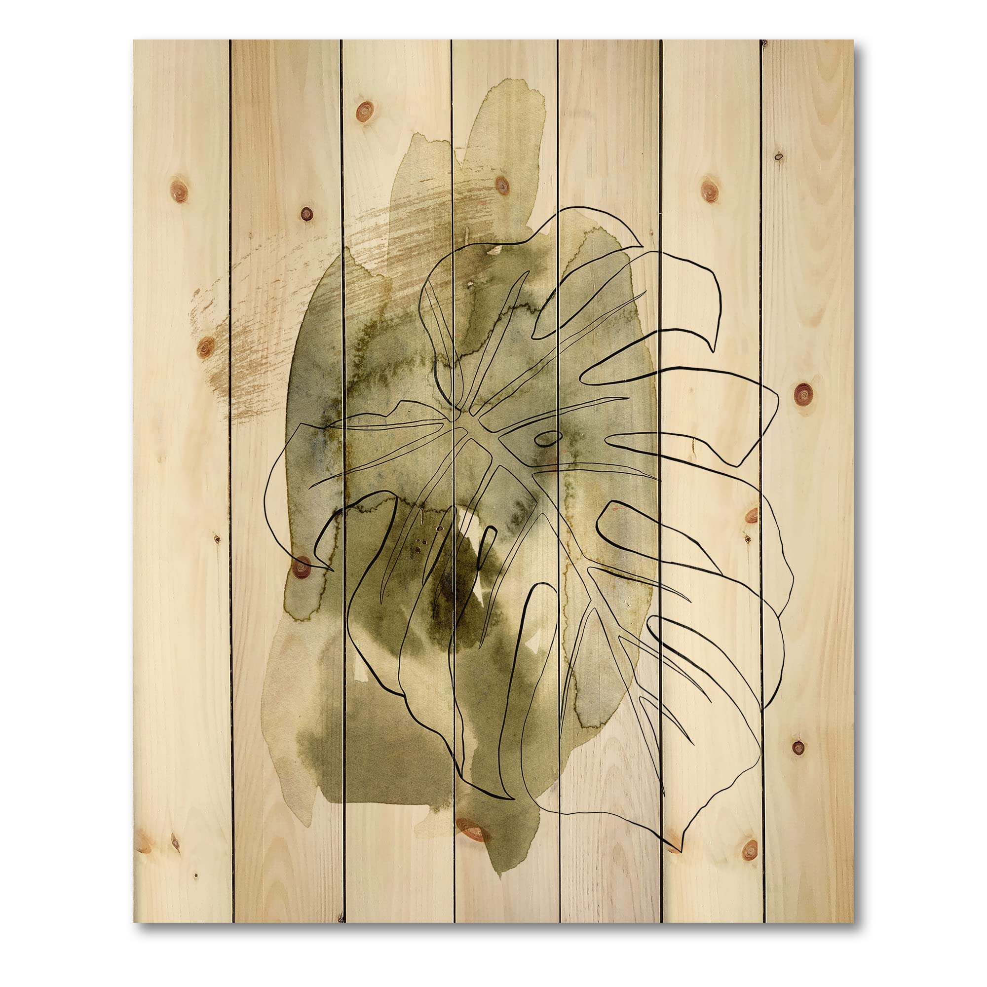 Tropical Monstera Leaf Wood Wall Art - Pine Decor for Living Room