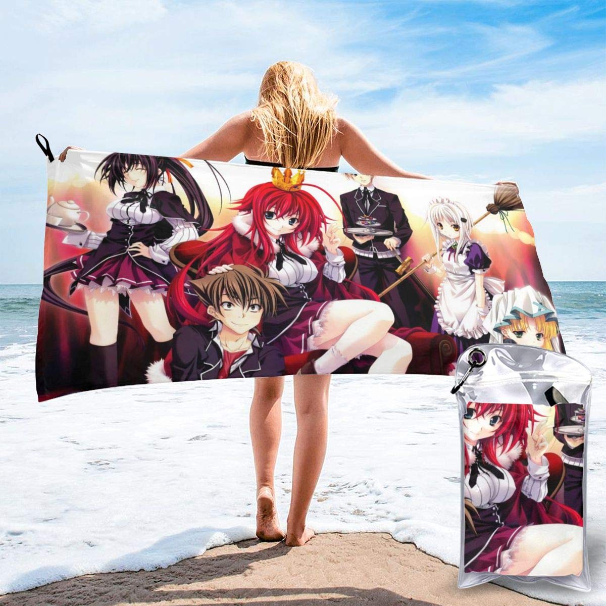Anime Cartoon Quick-Dry Bath Towels - 27.5x55 Inch Lightweight Microfiber Towel Blanket for High School Students | Perfect for Camping, Hiking, Travel, Swimming & Beach