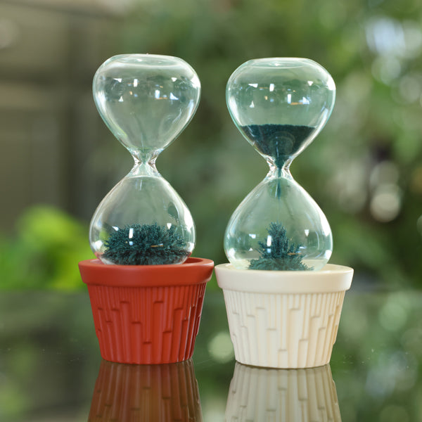 Decorative Flower Pot Magnet Hourglass - Unique Home & Office Desk Accessory for Plant Lovers | Perfect for Gifts, Zen Decor, and Productivity Tracking