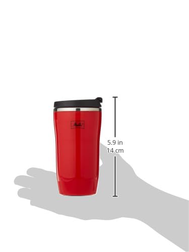Melitta 6758256 Insulated Travel Coffee Mug - 16oz BPA-Free Plastic Thermos with Leak-Proof Lid & Comfort Grip - Keeps Drinks Hot/Cold for Hours - Perfect for Commuting, Camping & Office Use (Red)
