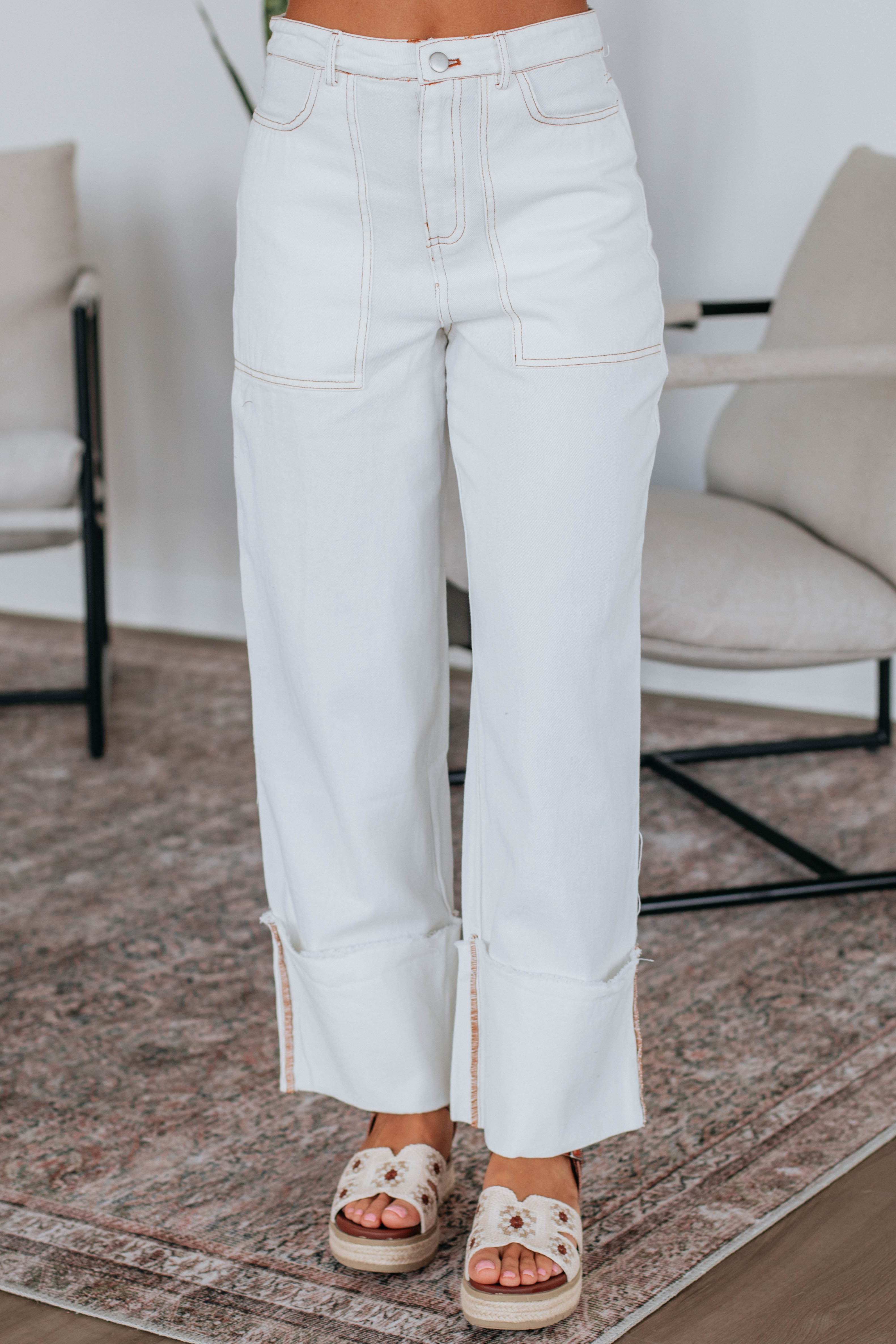 Cosette Wide Leg Pants for Women - High Waisted Linen Palazzo Trousers - Ivory Casual Summer Pants for Office, Travel & Beach Outfits