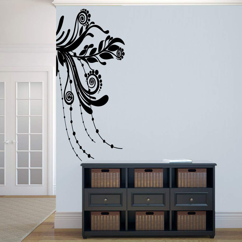 Elegant Corner Flourish Wall Decal - Self-Adhesive Wall Art Sticker for Home Decor - Perfect for Entryway, Hallway, Living Room & Bedroom - 22.5