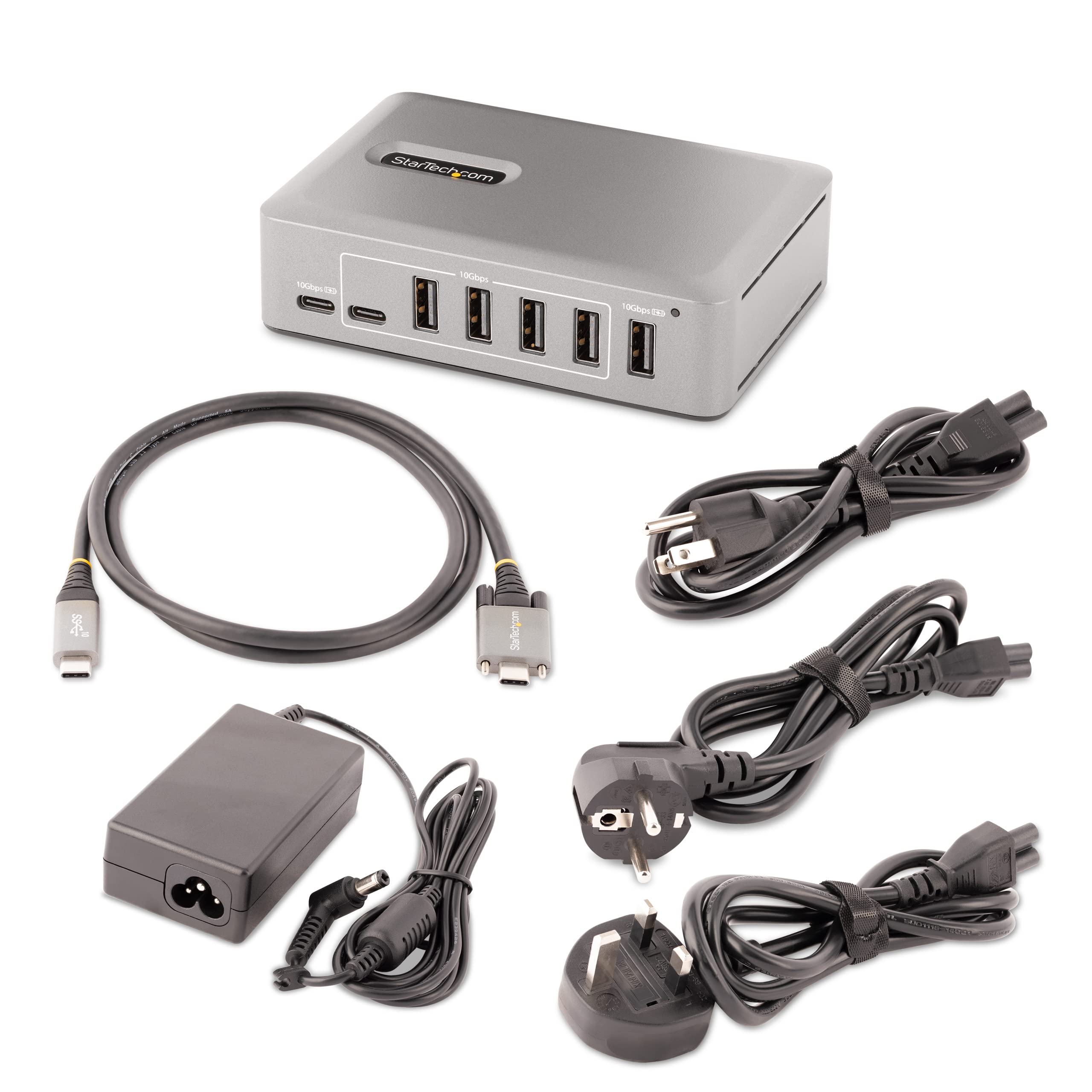 StarTech.com 10-Port USB-C Hub with 8 USB-A & 2 USB-C Ports - 65W Power Supply - USB 3.1 10Gbps High-Speed Data Transfer - Desktop & Laptop USB Hub - USB-IF Certified with 3ft Locking Cable - TAA Compliant - Perfect for Home Office, Gaming & Multi-Device Charging