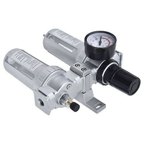 **SFC200 Compressed Air Filter Regulator Kit - Industrial Grade Pressure Regulator with Water & Oil Separator for Pneumatic Tools - Accurate Gauge Reading for Workshops & Factories**